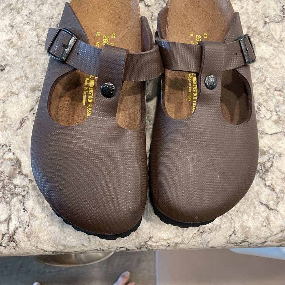 Birkenstock Brown Mary Jane-Style Clogs with Buckle